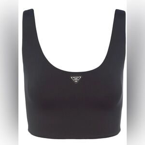 Prada Triangle Logo Jersey Top 40/S